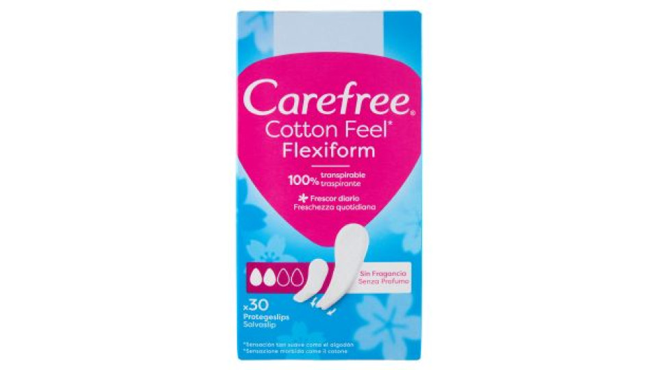 Carefree Cotton Feel* Flexiform Senza Profumo Salvaslip 30 pz