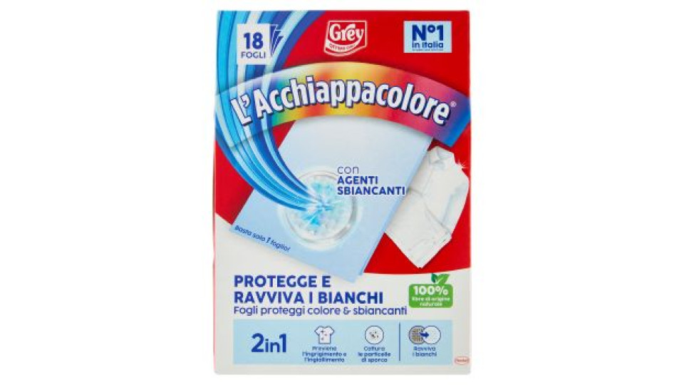 GREY l'Acchiappacolore Protegge e Ravviva i Bianchi 18 Fogli