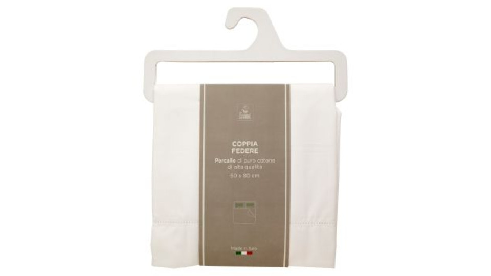 Coppia Federe Percalle Bianco 50 x 80 cm