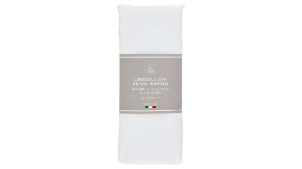 Lenzuolo con Angoli Singolo Percalle Bianco 90 x 200 cm