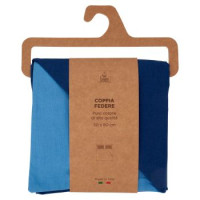 Coppia Federe 52 x 82 cm Bicolore Blu Double