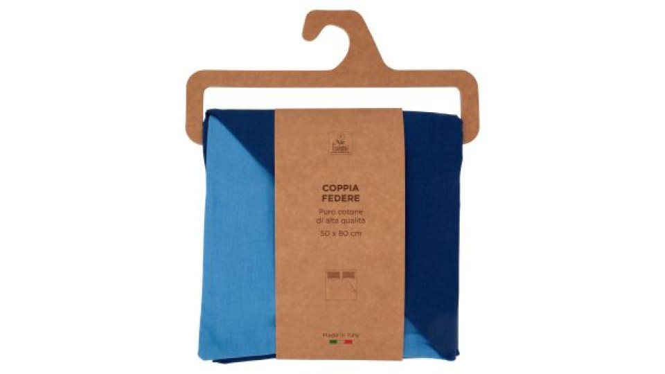 Coppia Federe 52 x 82 cm Bicolore Blu Double