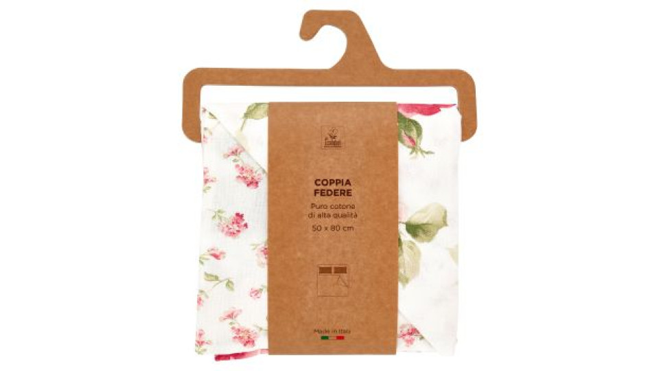 Coppia Federe 52 x 82 cm Fiore Grande/Piccolo Rosa