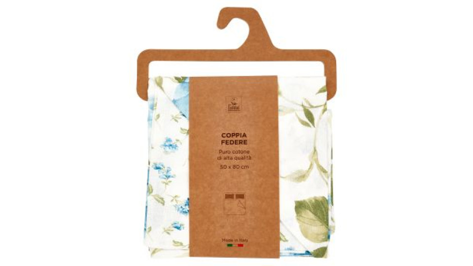 Coppia Federe 52 x 82 cm Fiore Grande/Piccolo Blu
