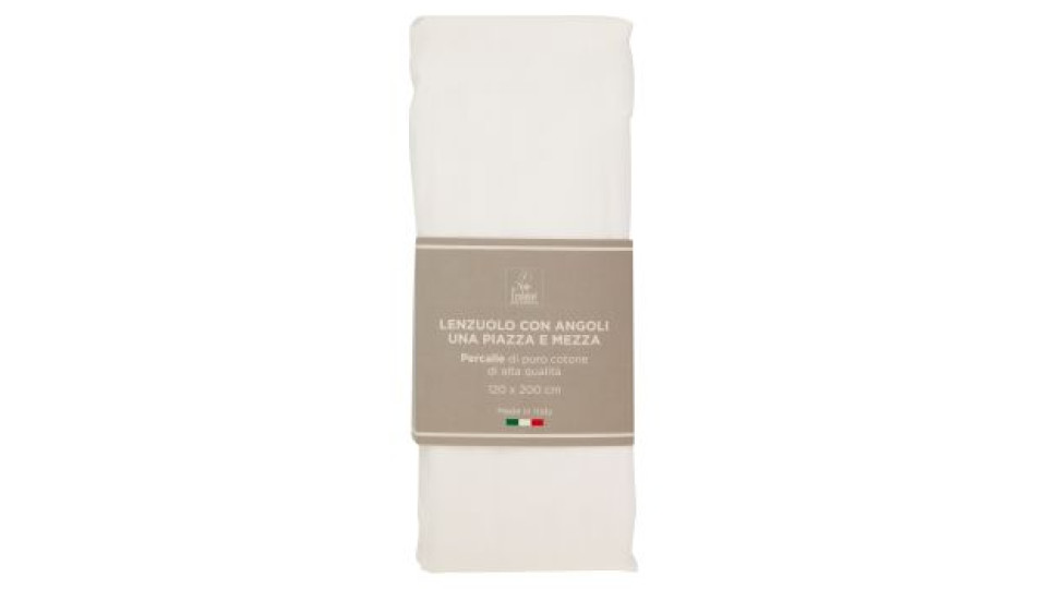 Lenzuolo con Angoli Una Piazza e Mezza Percalle Bianco 120 x 200 cm