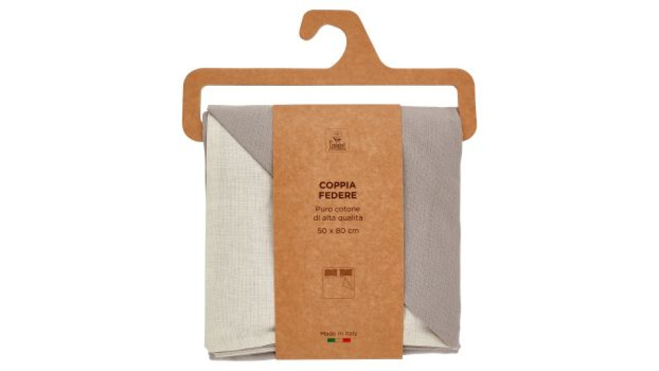 Coppia Federe 52 x 82 cm Bicolore Beige/Grigio