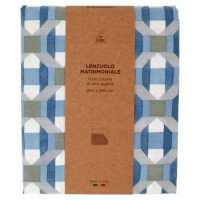Lenzuolo Matrimoniale 250 x 290 cm Geometrie Blu