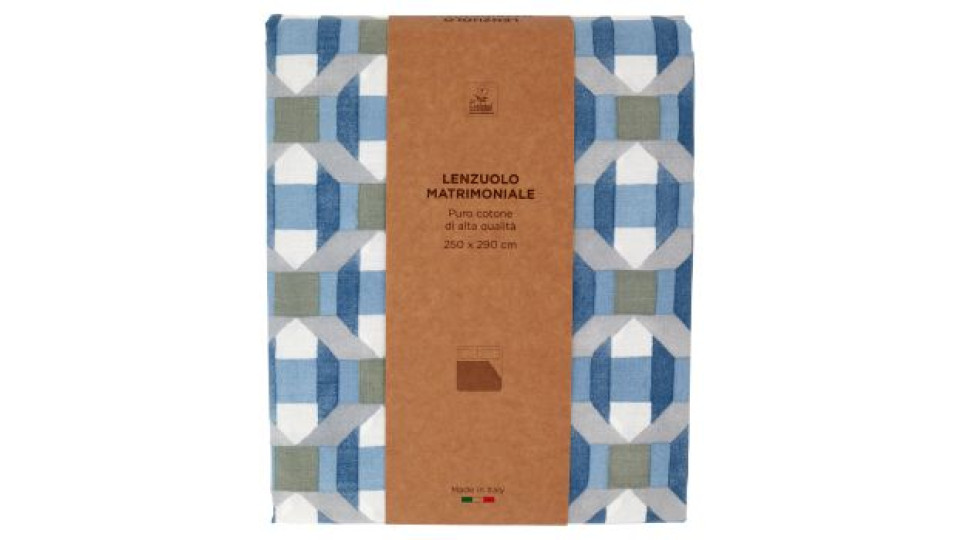 Lenzuolo Matrimoniale 250 x 290 cm Geometrie Blu