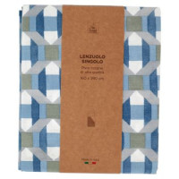 Lenzuolo Singolo 160 x 290 cm Geometrie Blu