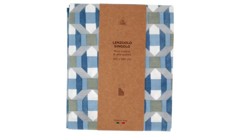 Lenzuolo Singolo 160 x 290 cm Geometrie Blu
