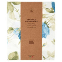 Lenzuolo Matrimoniale 250 x 290 cm Fiore Grande Blu