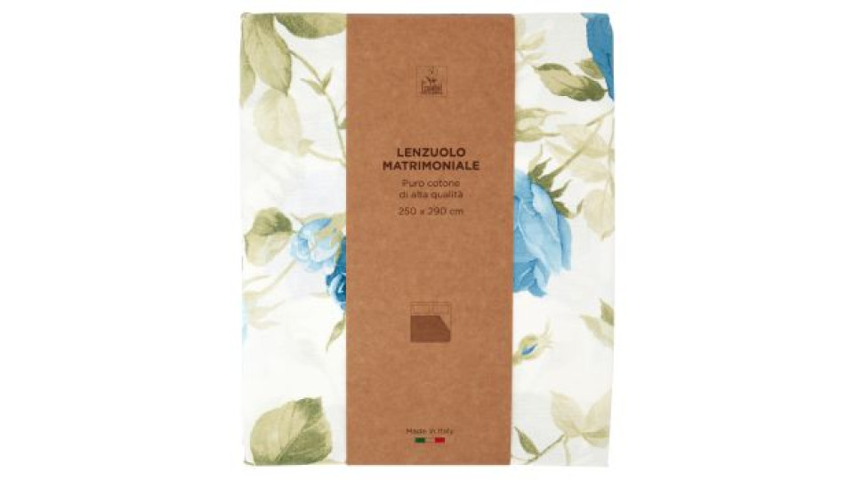 Lenzuolo Matrimoniale 250 x 290 cm Fiore Grande Blu
