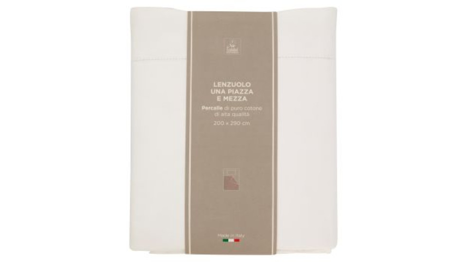 Lenzuolo Una Piazza e Mezza Percalle Bianco 200 x 290 cm