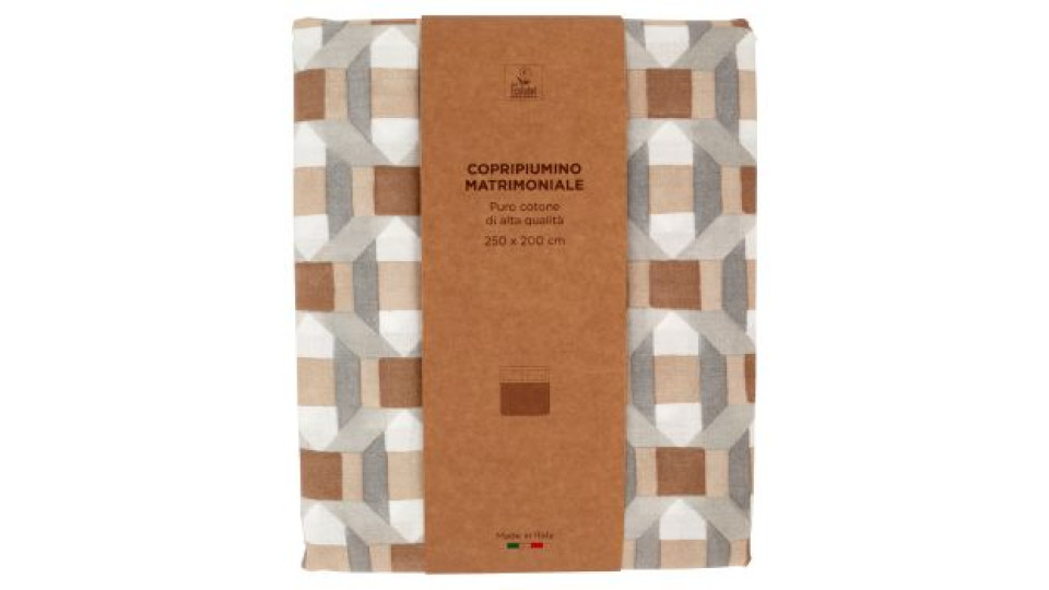 Copripiumino Matrimoniale 250 x 200 cm Geometrie Beige