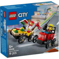 Lego, City Great Vehicles Pack veicoli da corsa: pizzaiolo contro pompiere 60458