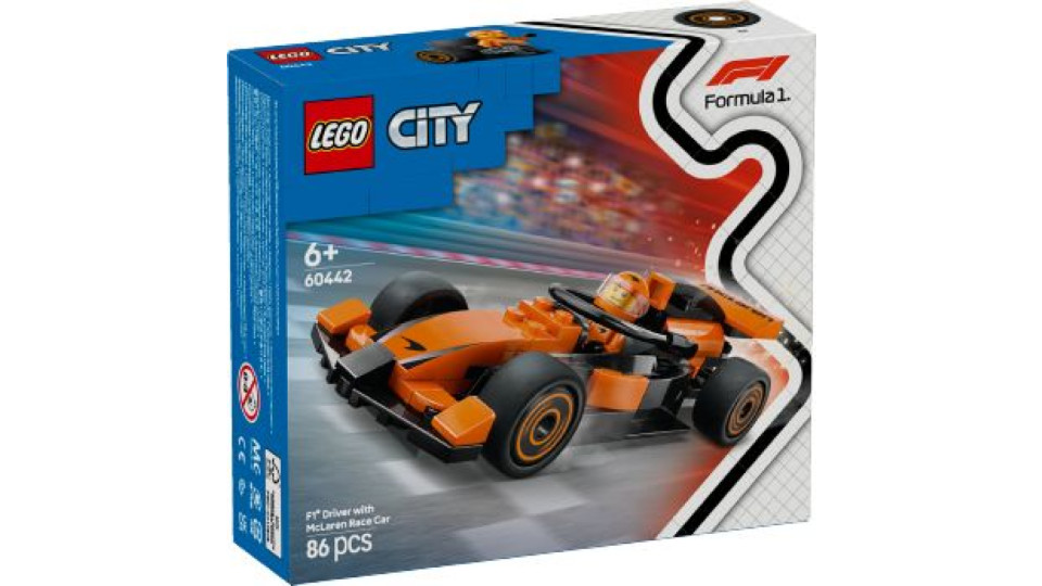 Lego, City Pilota e monoposto McLaren F1® 60442