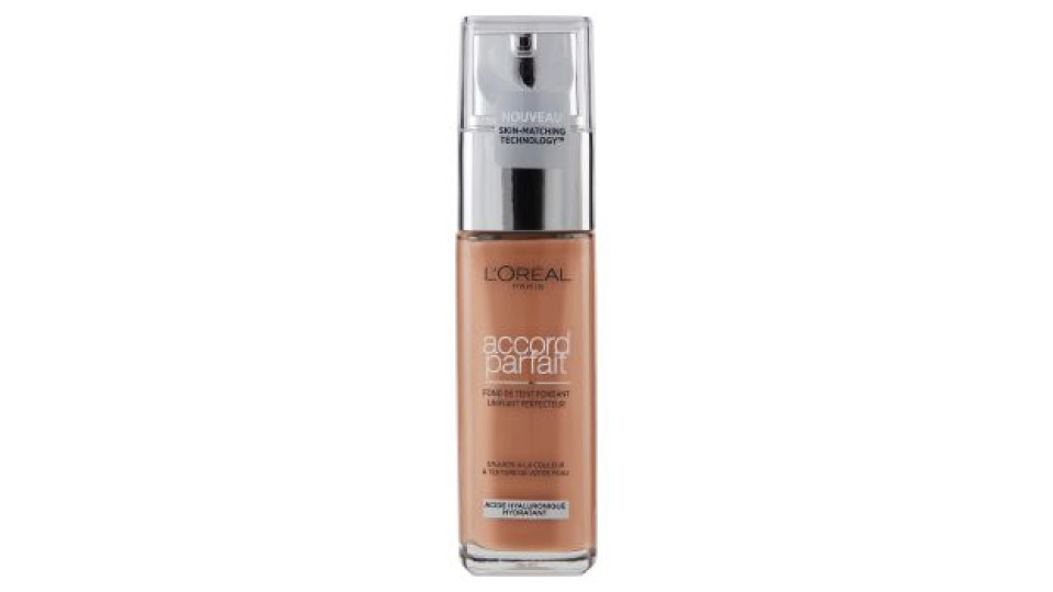 L'Oréal Paris Accord Parfait, Fondotinta Liquido con Acido Ialuronico, 7.D/7.W Ambre Dore, 30 ml
