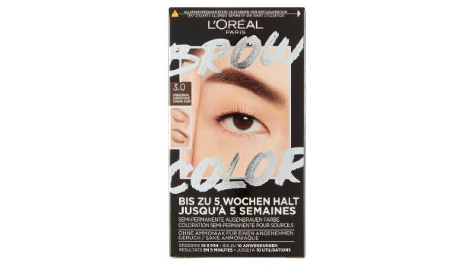 L'Oréal Paris Brow Color Kit Tinta sopracciglia semipermanente 3.0 Castano Scuro