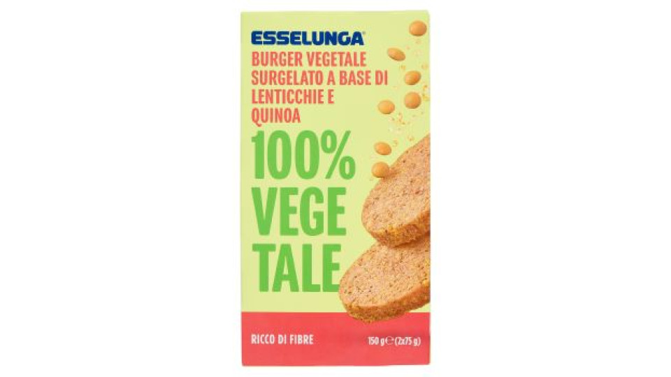Esselunga Burger vegetale surgelato a base di lenticchie e quinoa 100% vegetale 2 x 75 g