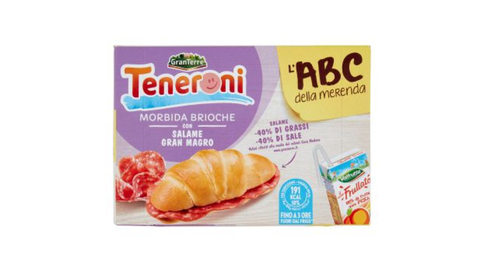 Teneroni l'ABC della merenda Morbida Briosche con Salame Gran Magro 170 g