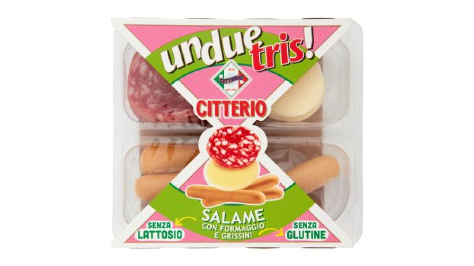 Citterio unduetris! Salame con Formaggio e Grissini Senza Lattosio Senza Glutine 80 g