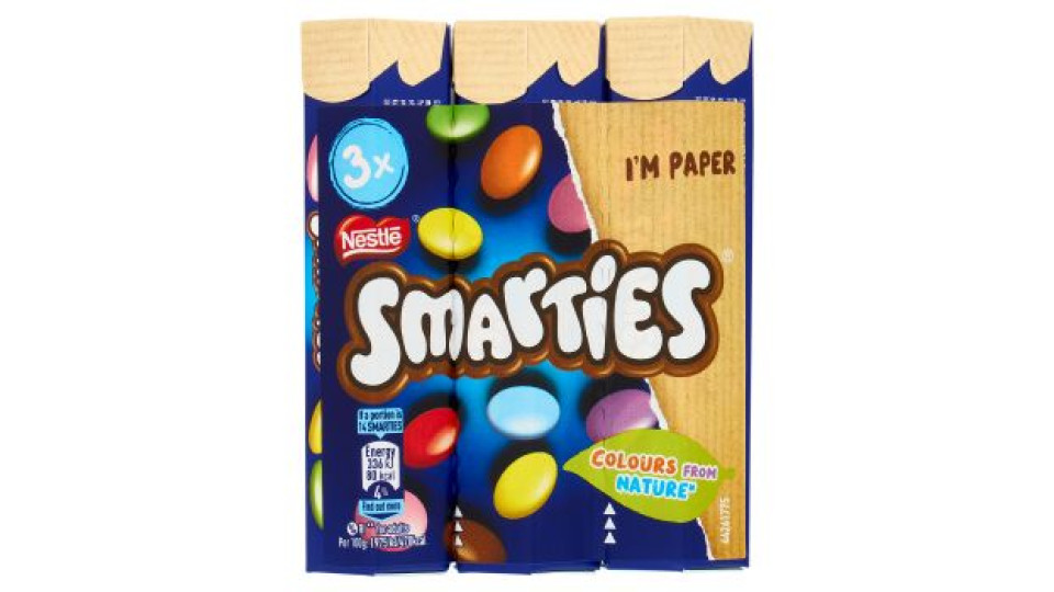 SMARTIES Confetti ripieni di Cioccolato al Latte 3 Tubi da 34g