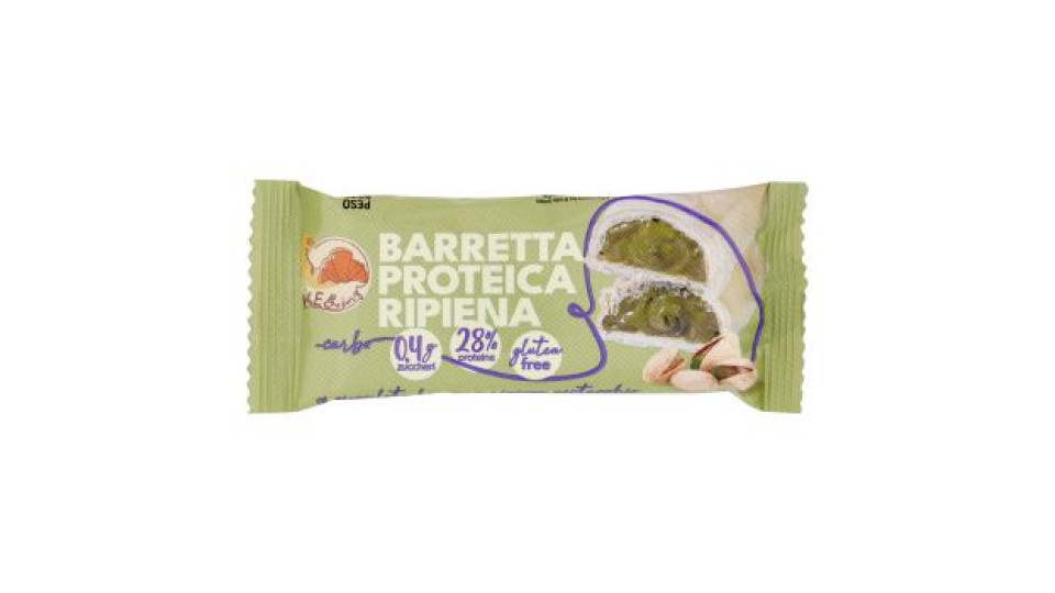 KE Bakery Barretta Proteica Ripiena al cioccolato bianco e ripieno pistacchio 30 g