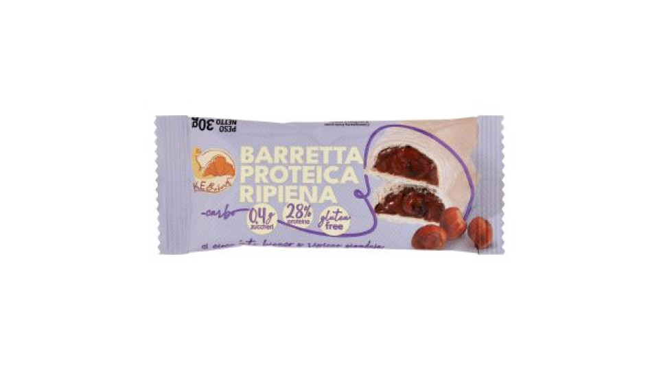 KE Bakery Barretta Proteica Ripiena al cioccolato bianco e ripieno gianduja 30 g