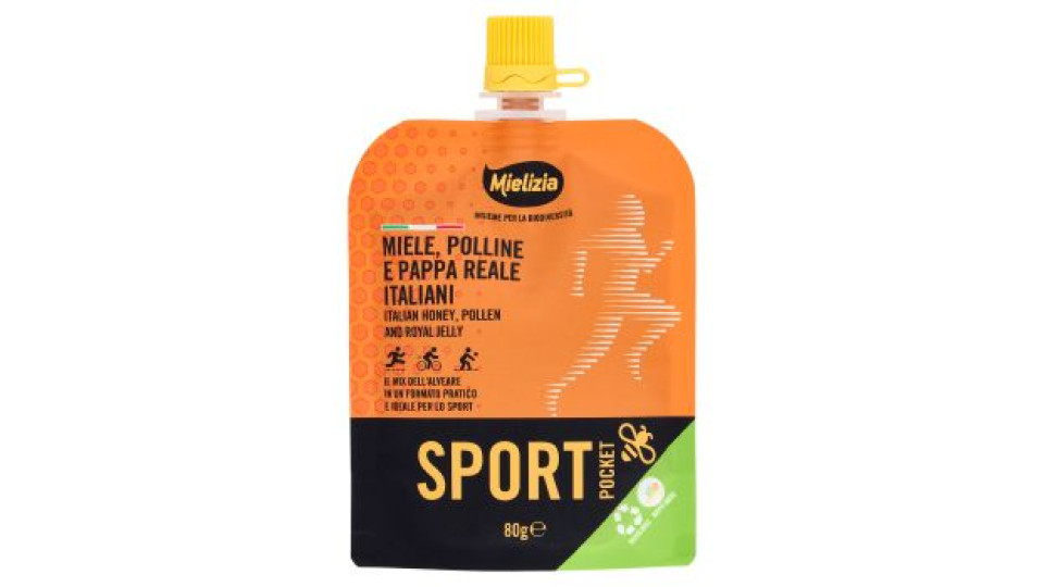 Mielizia Sport Pocket Miele, Polline e Pappa Reale Italiani 80 g