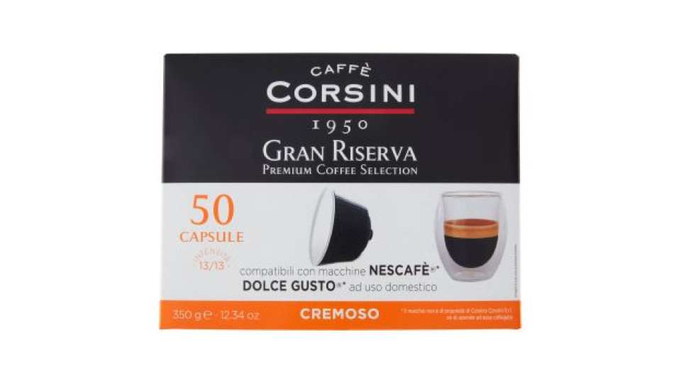 Caffè Corsini Gran Riserva Cremoso 50 Capsule compatibili con macchine Nescafè* Dolce Gusto* 350 g