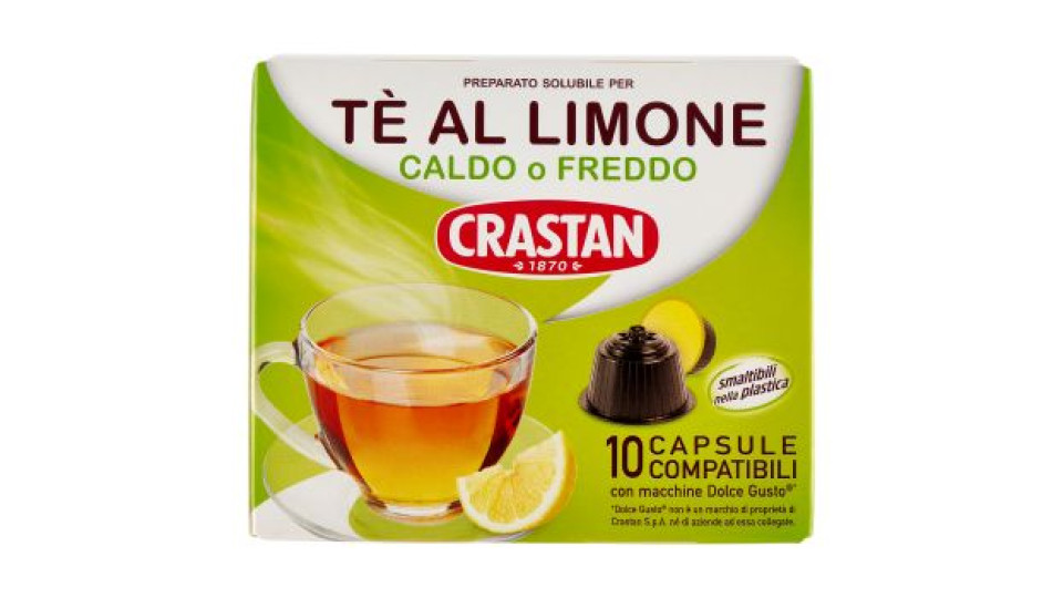 Crastan Preparato Solubile per Tè al Limone Capsule Compatibili con macchine Dolce Gusto 10 x 12 g