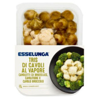 Esselunga Tris di cavoli al vapore cavoletti di Bruxelles, cavolfiore e cavolo broccolo 250 g