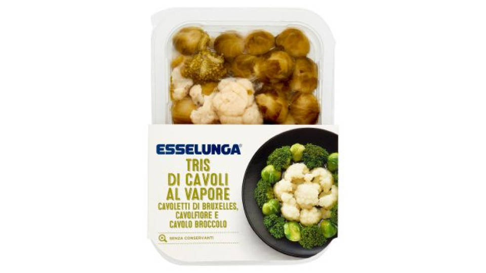 Esselunga Tris di cavoli al vapore cavoletti di Bruxelles, cavolfiore e cavolo broccolo 250 g