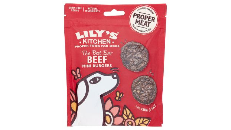 Lily's Kitchen, mini hamburger di manzo con chia e kale 70 g