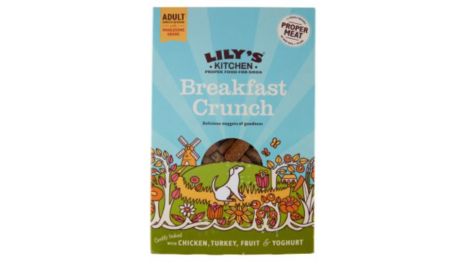Lily's Kitchen, biscotti da colazione per cani con pollo tacchino frutta e yogurt 800 g