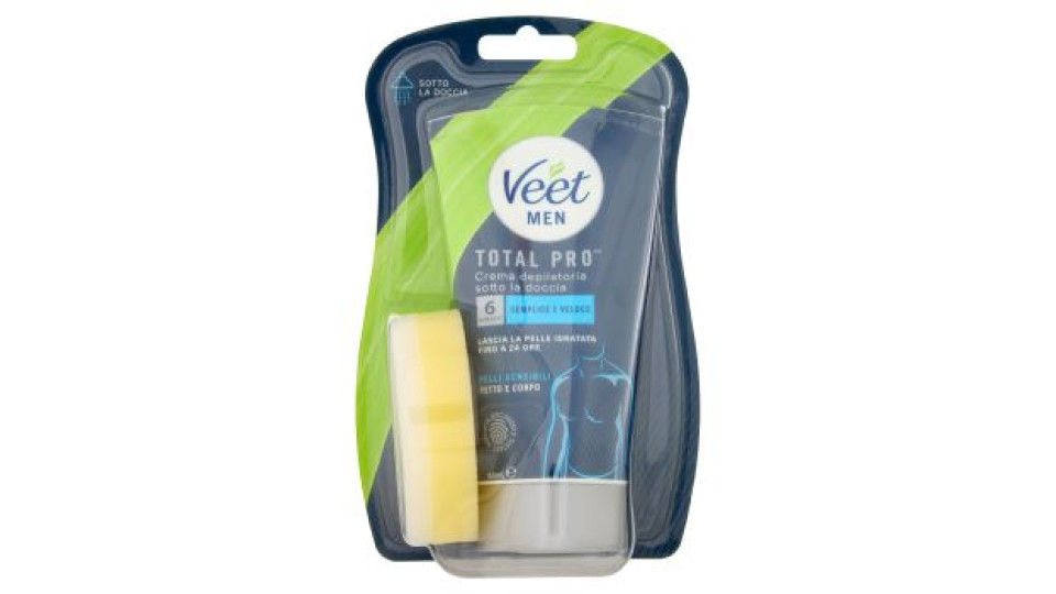 Veet Men Crema Depilatoria Sotto la Doccia Petto e Corpo Pelli Sensibili 150 ml