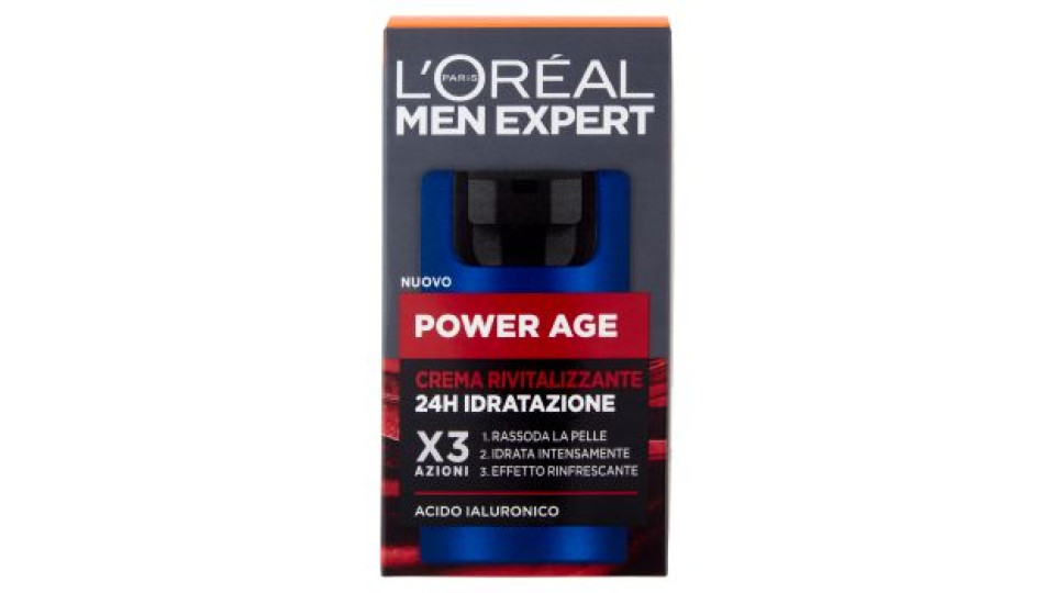 L'Oréal Paris Men Expert Power Age, Crema Rivitalizzante 24H Idratazione con Acido Ialuronico, 50 ml