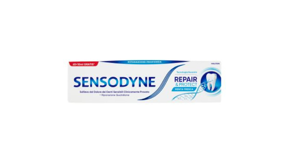 Sensodyne Repair & Protect, Dentifricio per Denti Sensibili, Uso Quotidiano, 65+10ML gratis