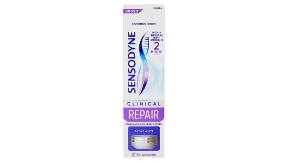 Sensodyne Clinical Repair Active White,inizia a riparare i Denti Sensibili in 2 min*,Sbiancante,75ml