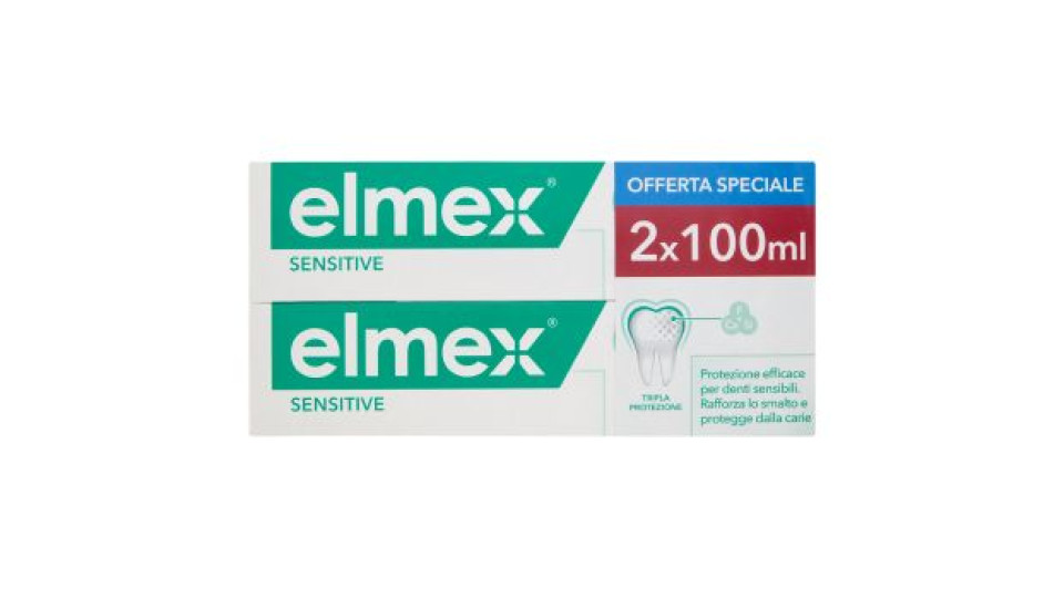 elmex dentifricio Sensitive tripla protezione denti sensibili 2x100 ml