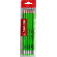 STABILO Swano HB=2 ¿ matite con fusto fluorescente in colori misti - Ecopack da 6 pz.