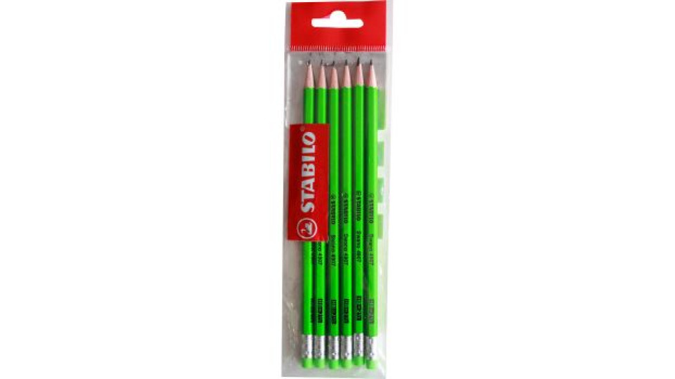 STABILO Swano HB=2 ¿ matite con fusto fluorescente in colori misti - Ecopack da 6 pz.
