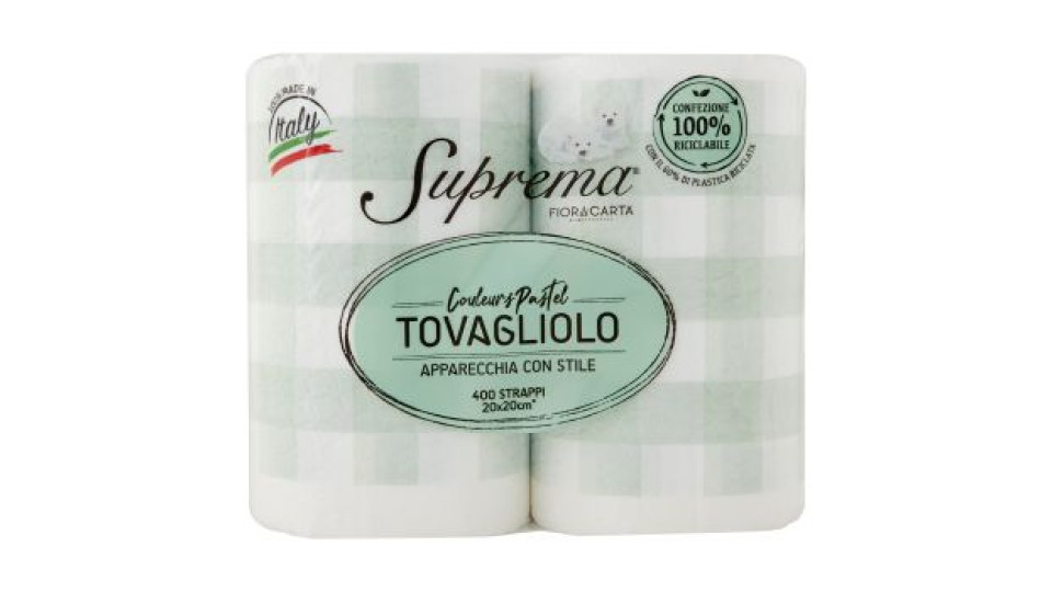 Fior di Carta Lifestyle Suprema Tovagliolo Couleurs Pastel Verde 20x20cm* 400 Strappi
