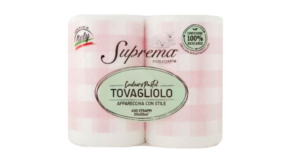 Fior di Carta Lifestyle Suprema Tovagliolo Couleurs Pastel Rosa 20x20cm* 400 Strappi