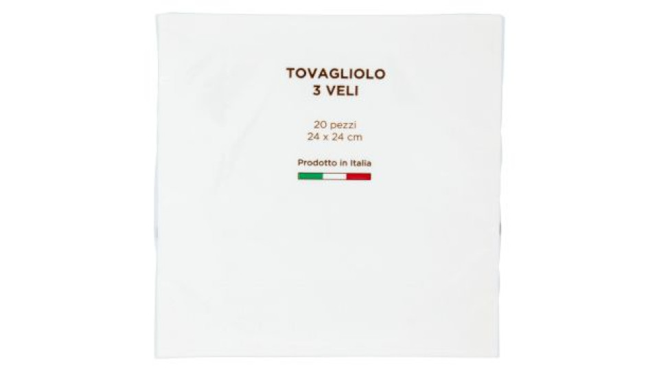 Tovagliolo 3 Veli 24 x 24 cm Bianco 20 pz