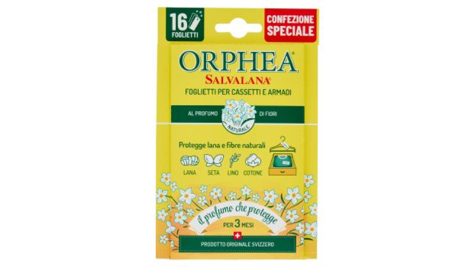 Orphea Salvalana Foglietti per Cassetti e Armadi al Profumo di Fiori 16 x 0,65 g