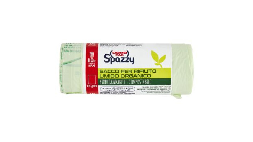 Domopak Spazzy Sacco per Rifiuto Umido Organico Formato Maxi 110 lt 70x105 cm 10 pz