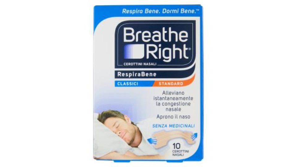 Breathe Right Cerottini Nasali RespiraBene Classici Standard 10 pz