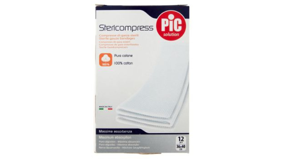 Pic solution Stericompress Compresse di garza sterili 36x40 cm 12 pz