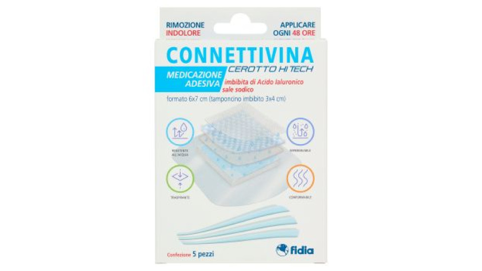 fidia Connettivina Medicazione Adesiva Cerotto Hi Tech formato 6x7 cm 5 pz